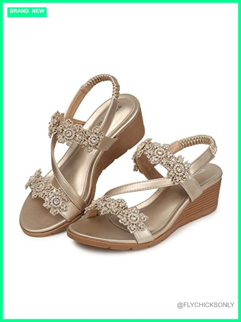 Women's Wedge Sandals Faux Leather Bohemian Rhinestone Open Toe